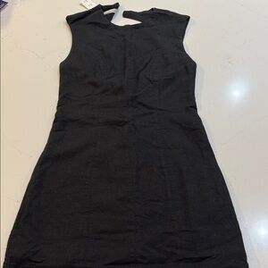 Black linen blend dress